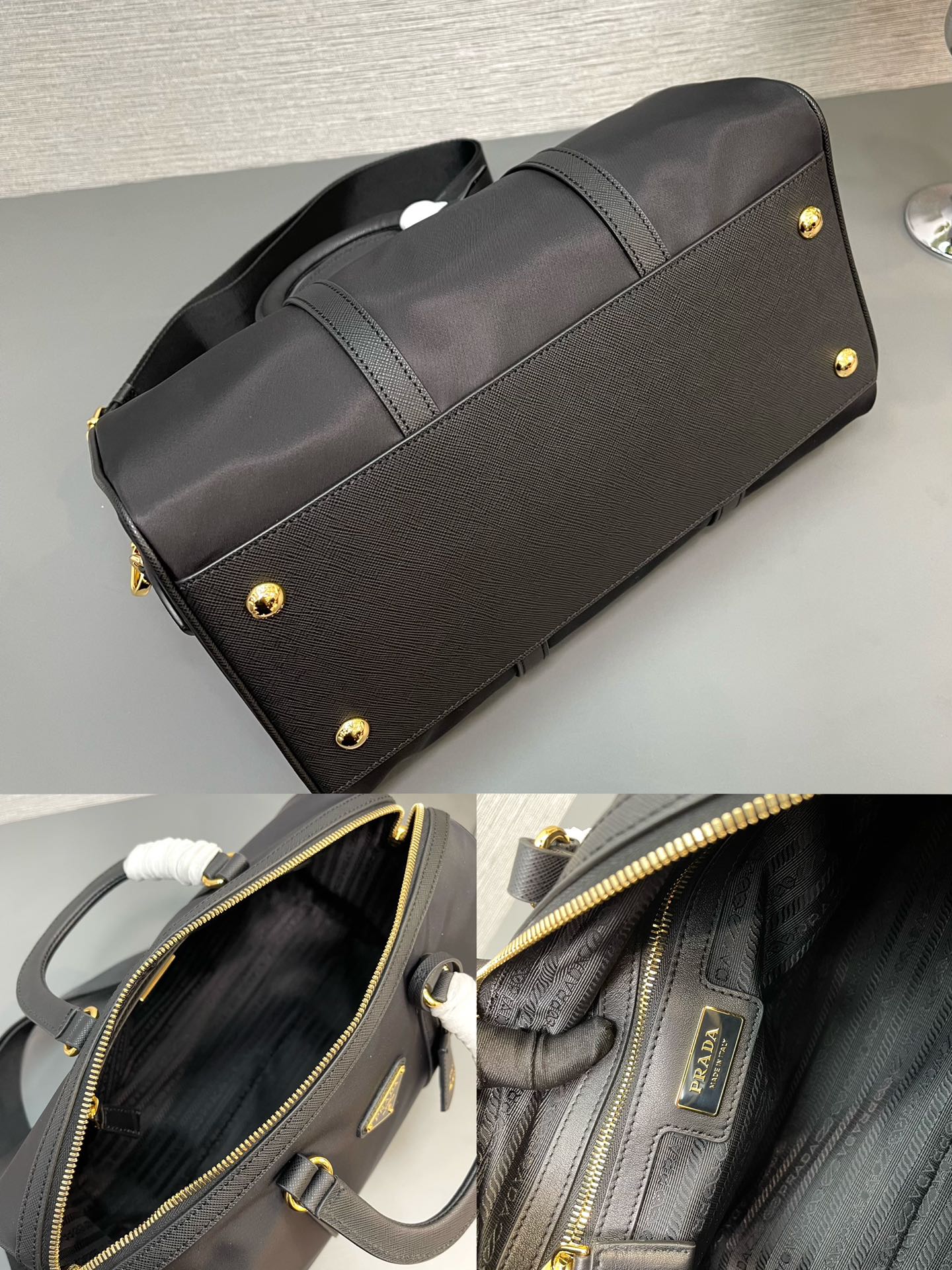 Prada Re Edition 1978 medium ReNylon And Saffiano Leather Top Handle Bag Black 1BB233